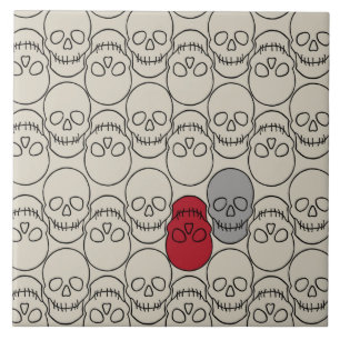 Skulls - Bone White and Bat Black Ceramic Tile