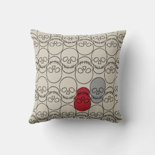 Skulls - Bone White and Bat Black  Cushion