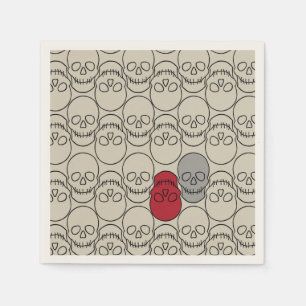 Skulls - Bone White and Bat Black Napkin