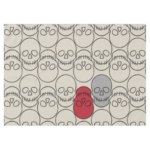 Skulls - Bone White and Bat Black Tablecloth