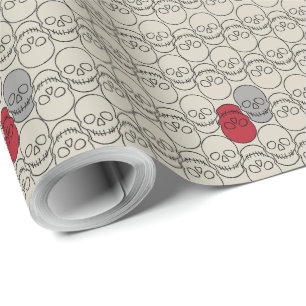 Skulls - Bone White and Bat Black Wrapping Paper