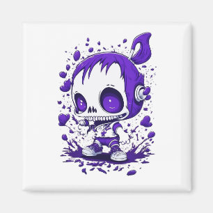 Skulls cartoon girl print design magnet