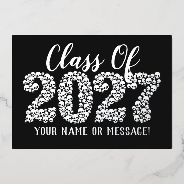 Skulls Class Of 2027 Foil Holiday Card (Front)