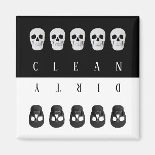 Skulls Clean Dirty Black White Reversible Magnet
