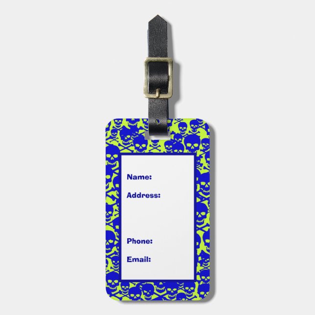 Skulls & Crossbones Luggage Tag (Front Vertical)