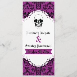 Skulls damask purple, black wedding program