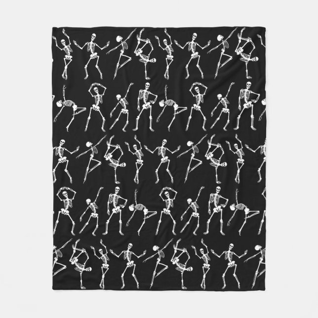 Skulls dancing black fleece blanket (Front)