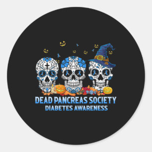 Skulls Dead Pancreas Society Diabetes Awareness Ha Classic Round Sticker
