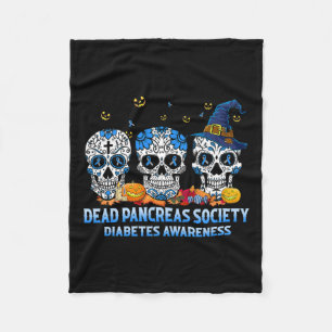 Skulls Dead Pancreas Society Diabetes Awareness Ha Fleece Blanket