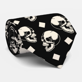Skulls Diamond Pattern Halloween Celebration Tie