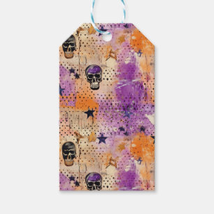 Skulls Dots Stars Boho Abstract Pattern Halloween Gift Tags