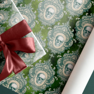 SKULLS EMEBELLISHMENT garland gothic Victorian  Wrapping Paper
