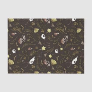 Skulls & Fungi on dark brown/redish background  Tissue Paper