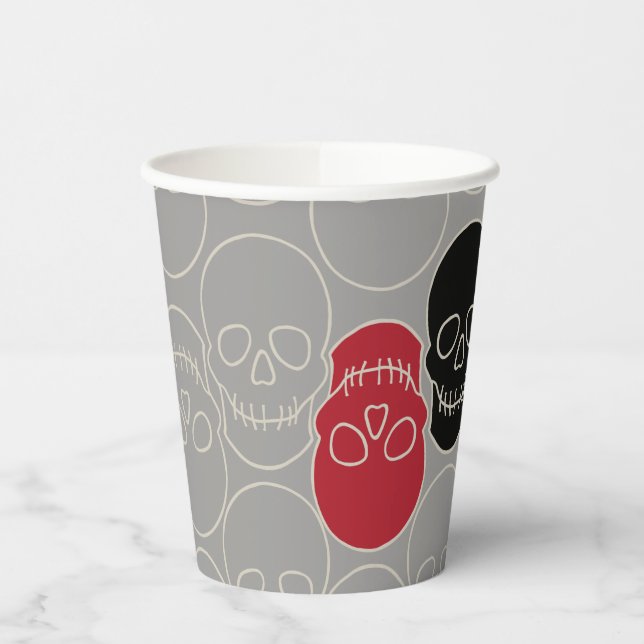 Skulls - Ghost Grey and Bone White Paper Cups (Left)