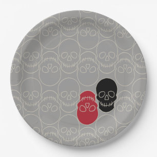 Skulls - Ghost Grey and Bone White Paper Plate
