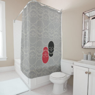 Skulls - Ghost Grey and Bone White Shower Curtain