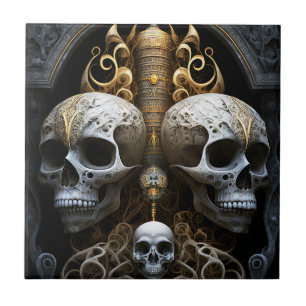 Skulls Gothic Horror Goth Surreal Art Ceramic Tile