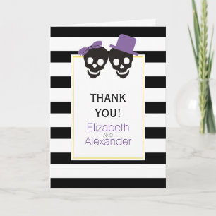Skulls Halloween purple wedding Thank You photo Card