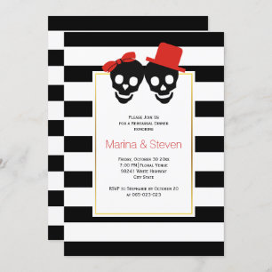 Skulls Halloween red wedding rehearsal dinner Invitation