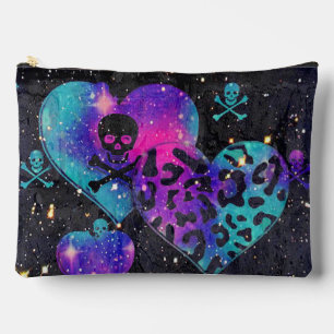 Skulls, Hearts, and Leopard Print Accessory Pouch