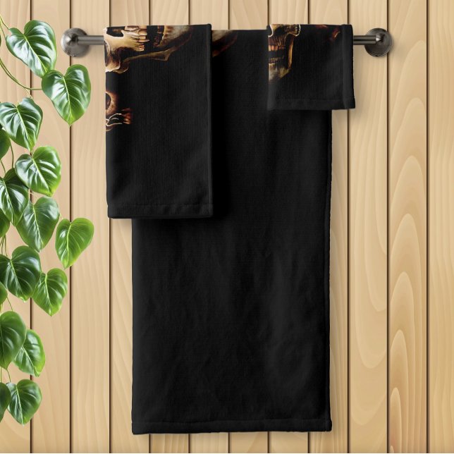 Skulls Human Black Bath Towel Set (Creator Uploaded)