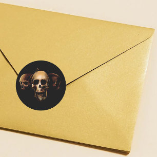 Skulls Human Black Classic Round Sticker
