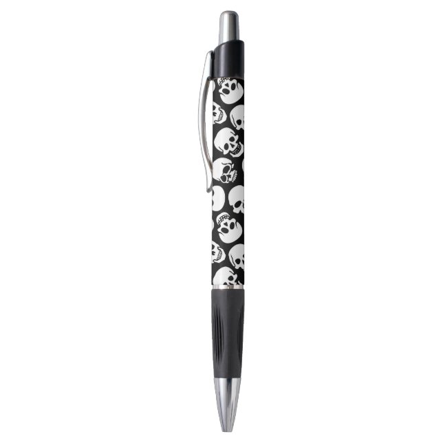 Skulls in Black Background Pattern (Top (Vertical))