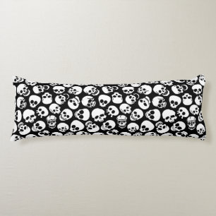 Skulls in Black Background Pattern Body Cushion