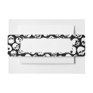 Skulls in Black Background Pattern Invitation Belly Band