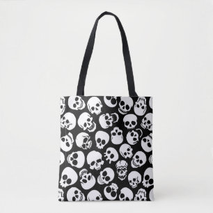 Skulls in Black Background Pattern Tote Bag