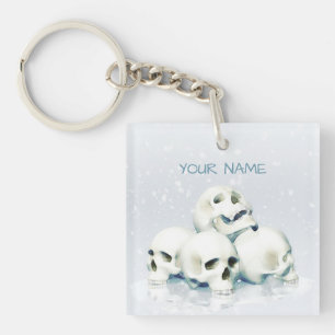 Skulls in the snow. Personalized Key Ring