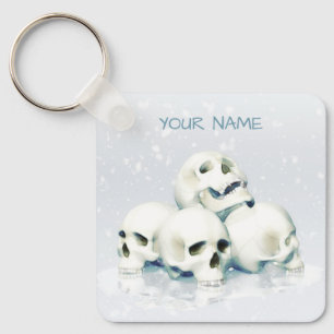 Skulls in the snow. Personalized Key Ring