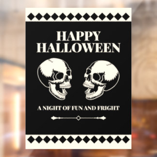 Skulls Laughing Black Cream Halloween Window Cling