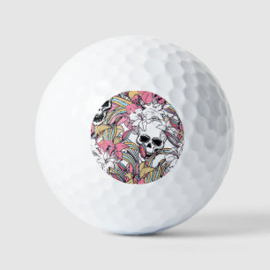 Skulls Lily Flowers: Boho Vintage. Golf Balls