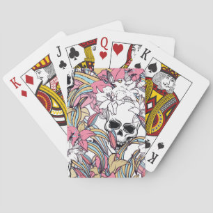 Skulls Lily Flowers: Boho Vintage. Playing Cards