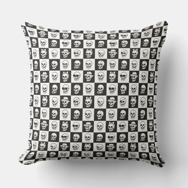 Skulls Mosaic Throw Pillow (Front)