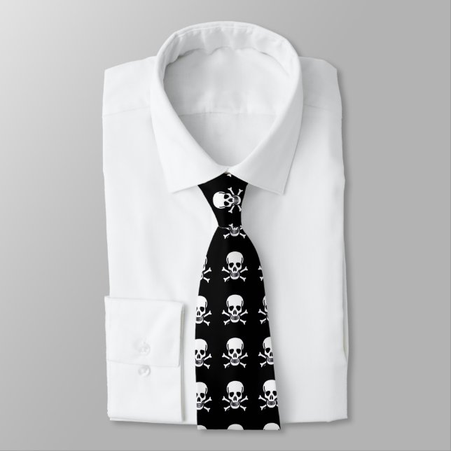 Skulls n Bones black necktie (Tied)