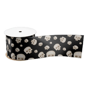 Skulls on Black Satin Ribbon – Gothic Halloween