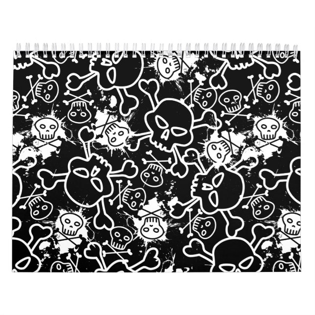 Skulls on black seamless pattern.ai calendar (Cover)