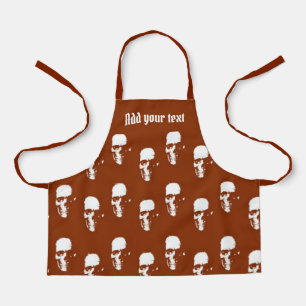 Skulls on brown custom apron