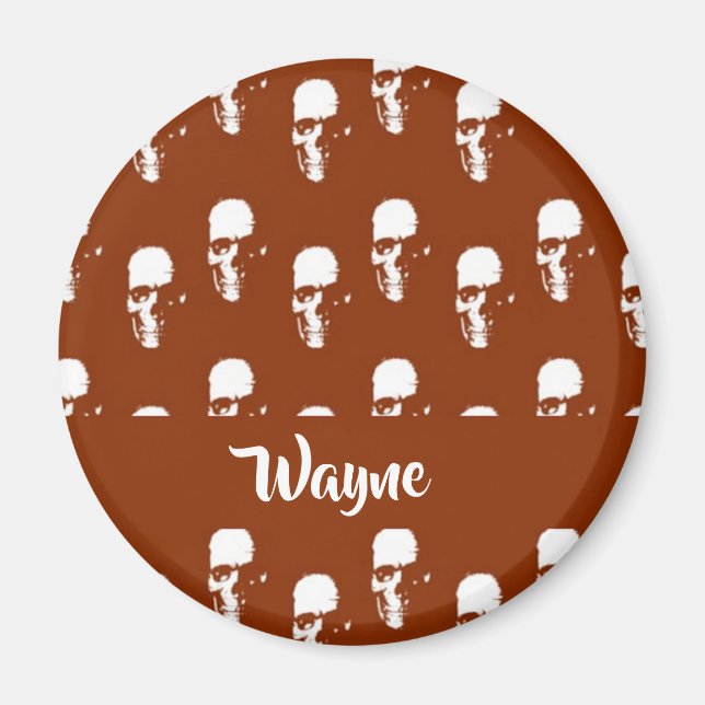 Skulls on brown custom magnet (Front)