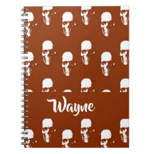 Skulls on brown custom notebook
