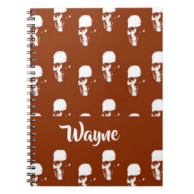 Skulls on brown custom notebook (Front)