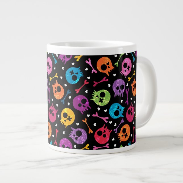 Skulls pattern 2 large coffee mug (Front Right)