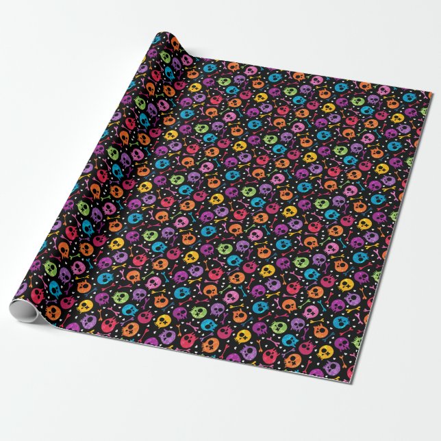 Skulls pattern 2 wrapping paper (Unrolled)