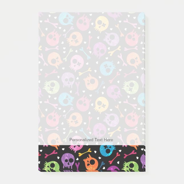 Skulls pattern 3 post-it notes (Front)