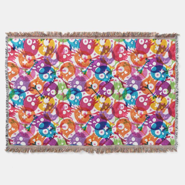 Skulls pattern 3 throw blanket (Front)
