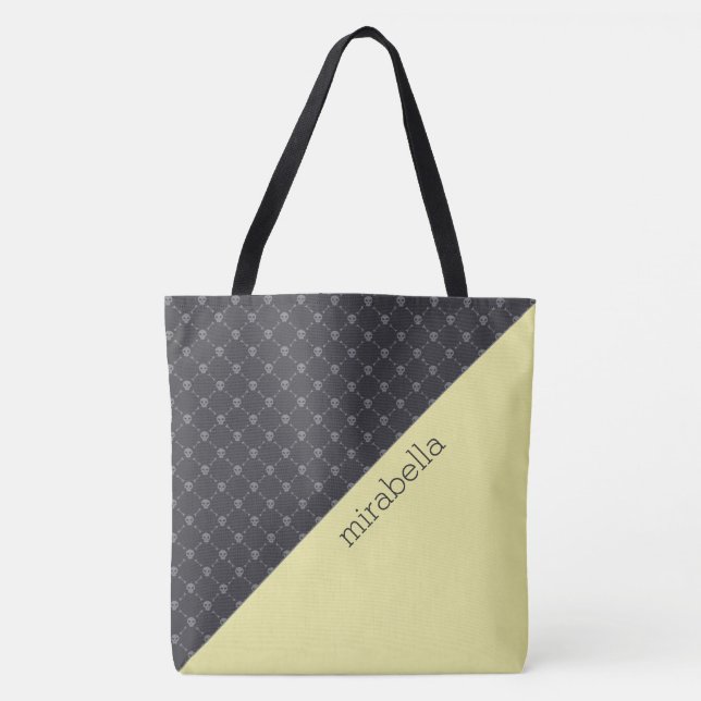 Skulls Pattern Monogrammed Tote Bag (Front)