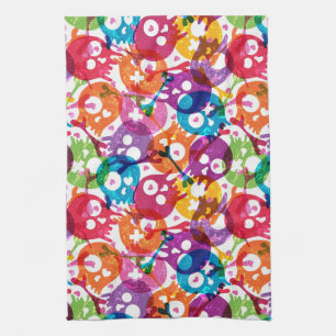 Skulls pattern tea towel