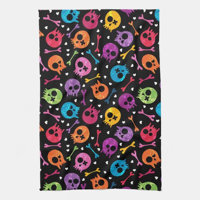 Skulls pattern tea towel (Vertical)